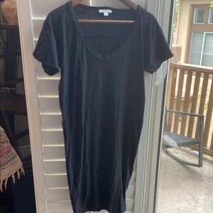 James Perse Black Short Sleeve T-Shirt Dress